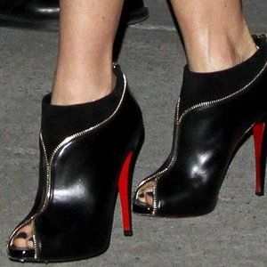 Christian Louboutin Leather Open Toe Ankle Bootie
